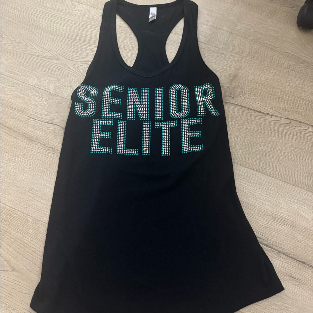 black senior elite bling tank